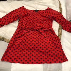 Marc Jacobs red dress with navy flowers